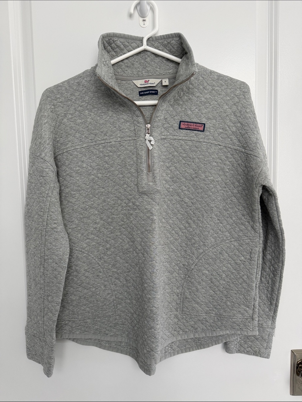 Vineyard Vines Light Gray Quilted Half-Zip Pullover